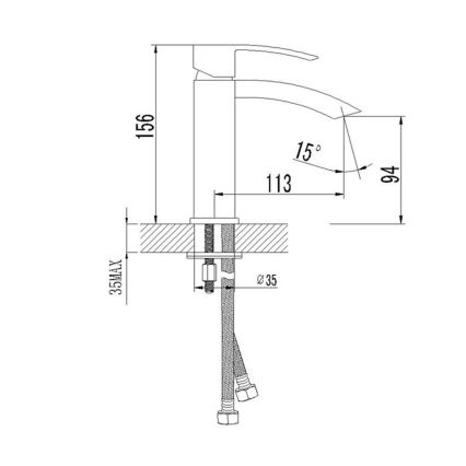 Sapho - Misturador para lavatório GINKO 15,6 cm preto mate