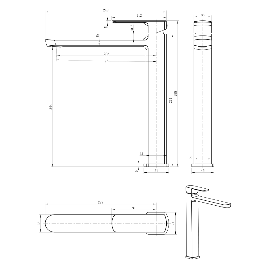 Sapho - Misturador para lavatório MIXONA 29,8 cm cromo brilhante
