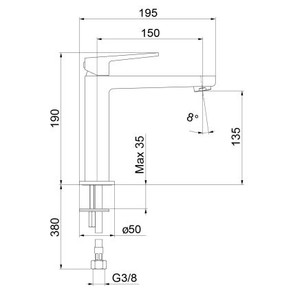 Sapho - Misturador para lavatório TURSI 19 cm cromado brilhante