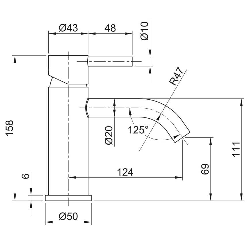 Sapho - Misturadora de lavatório MINIMAL 15,8 cm em aço inoxidável