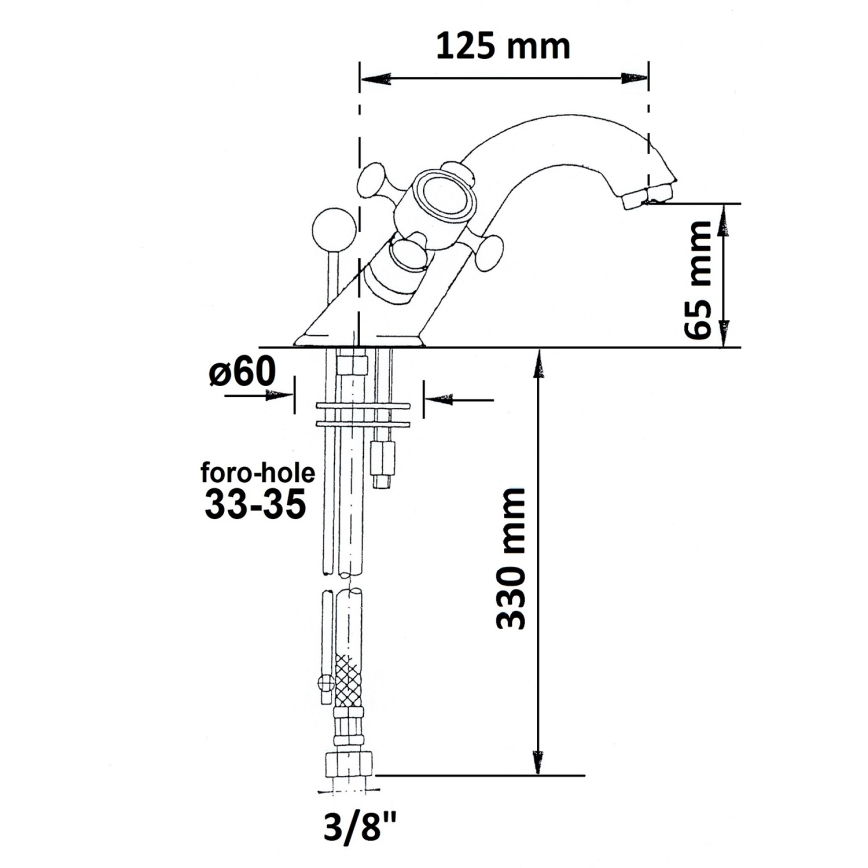 Sapho - Misturadora para lavatório ANTEA dourada com válvula de escoamento