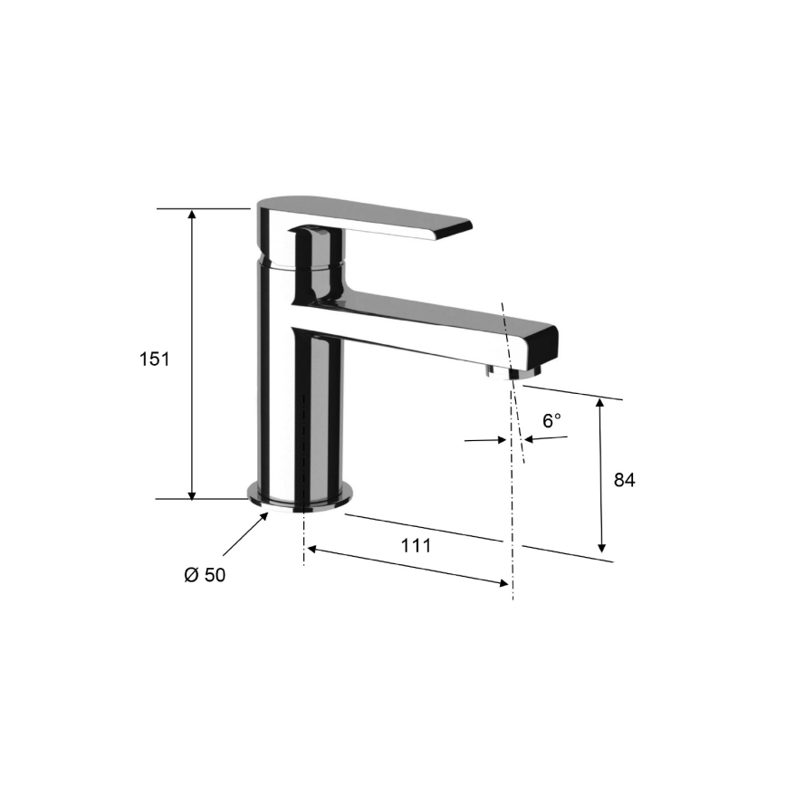 Sapho - Misturadora para lavatório KAI 15 cm, cromo brilhante