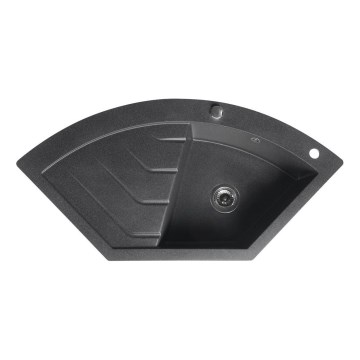 Sapho - Pia de cozinha de canto 114x57,5 cm granito/preto