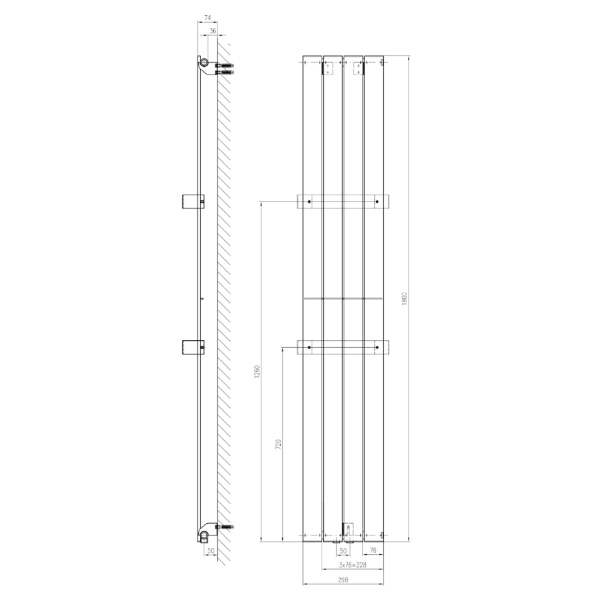 Sapho - Radiador COLONNA para casa de banho 180x30 cm branco