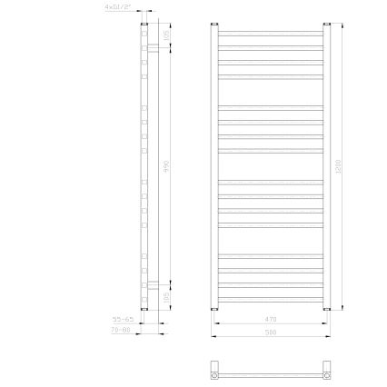 Sapho - Radiador de banheiro METRO 386W 50x120 cm branco