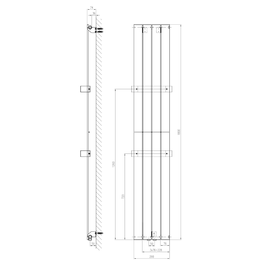 Sapho - Radiador de casa de banho COLONNA 180x30 cm prateado
