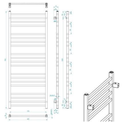 Sapho - Radiador de casa de banho METRO 151x60 cm preto mate