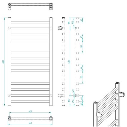 Sapho - Radiador de casa de banho METRO 89x45 cm preto mate