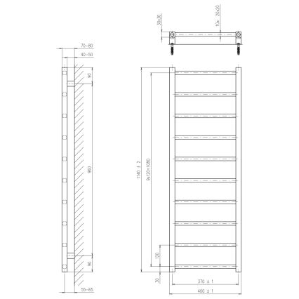 Sapho - Radiador de casa de banho METRO LIGHT 114x40 cm cromado brilhante
