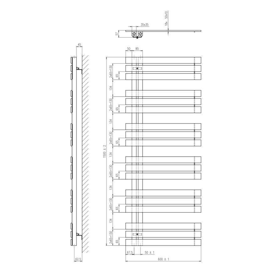 Sapho - Radiador de casa de banho SILVANA 680W/230V 60x150 cm branco