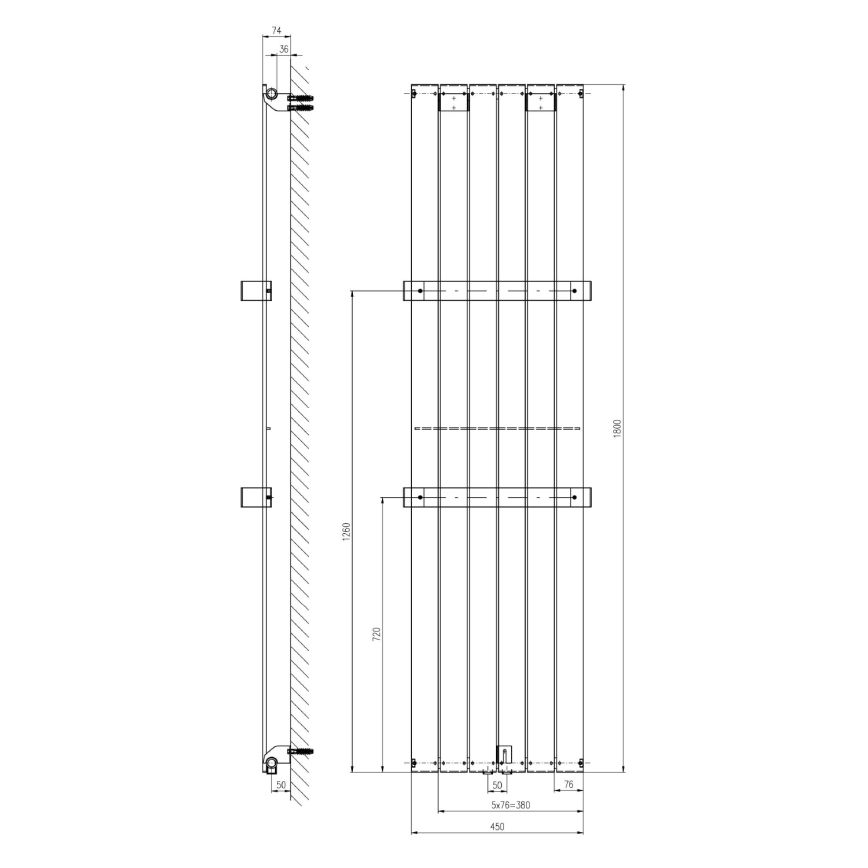Sapho - Radiador para casa de banho COLONNA 180x45 cm branco