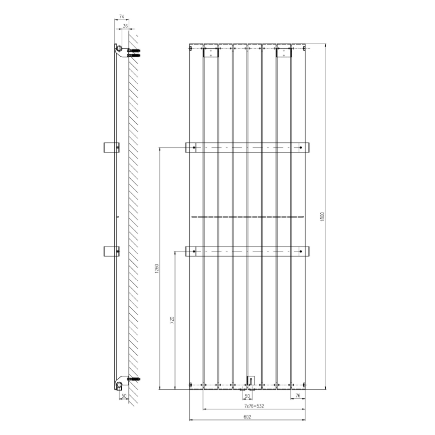 Sapho - Radiador para casa de banho COLONNA 180x60 cm prateado