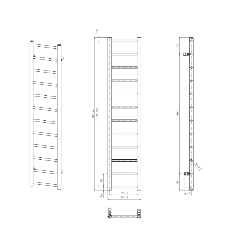 Sapho - Radiador para casa de banho DINA 138x30 cm branco