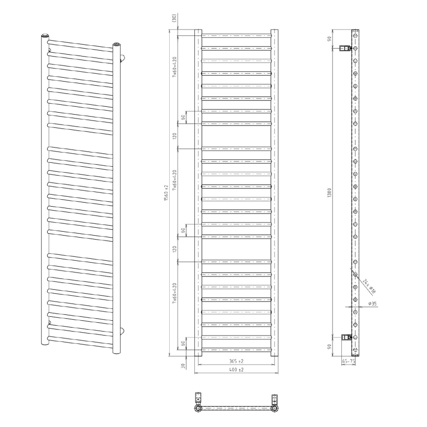 Sapho - Radiador para casa de banho DINA 156x40 cm preto mate