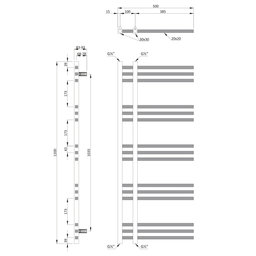 Sapho - Radiador para casa de banho MAGDALENA 408W/230V 50x120 cm cromado brilhante