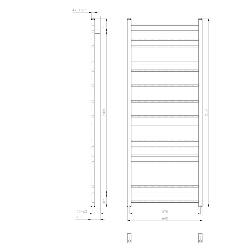 Sapho - Radiador para casa de banho METRO 60x151x60 cm, branco