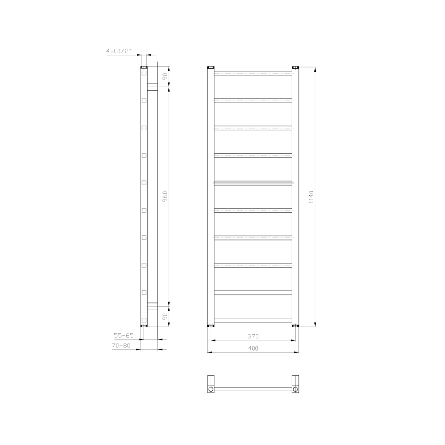 Sapho - Radiador para casa de banho METRO LIGHT 114x40 cm branco