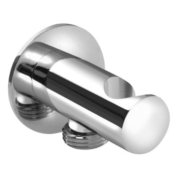 Sapho - Suporte de duche fixo redondo com saída/cromado brilhante