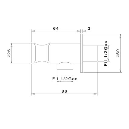 Sapho - Suporte de duche fixo redondo com saída/cromado brilhante