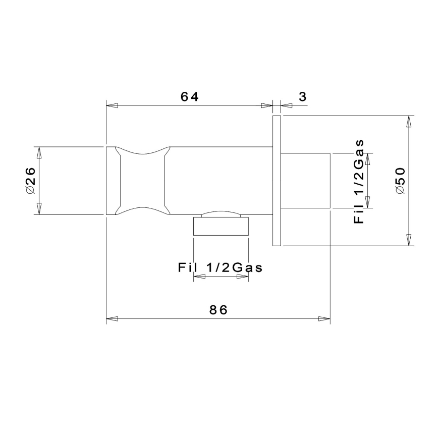 Sapho - Suporte de duche fixo redondo com saída/cromado brilhante