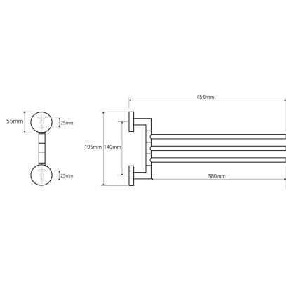 Sapho - Suporte de parede giratório para toalhas X-ROUND 19,5x45 cm cromo brilhante