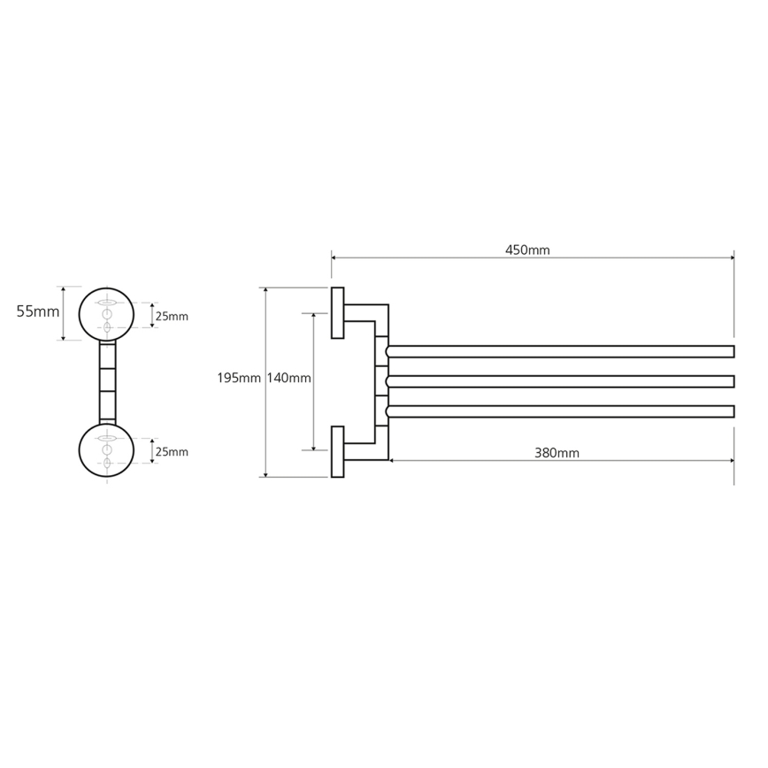 Sapho - Suporte de parede giratório para toalhas X-ROUND 19,5x45 cm cromo brilhante