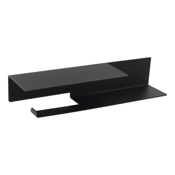 Sapho - Suporte para papel higiénico com prateleira 9,5 x 35 cm, preto fosco