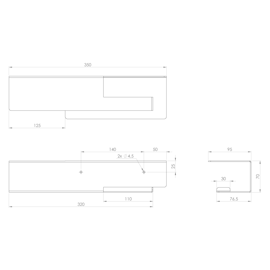 Sapho - Suporte para papel higiénico com prateleira 9,5 x 35 cm, preto fosco
