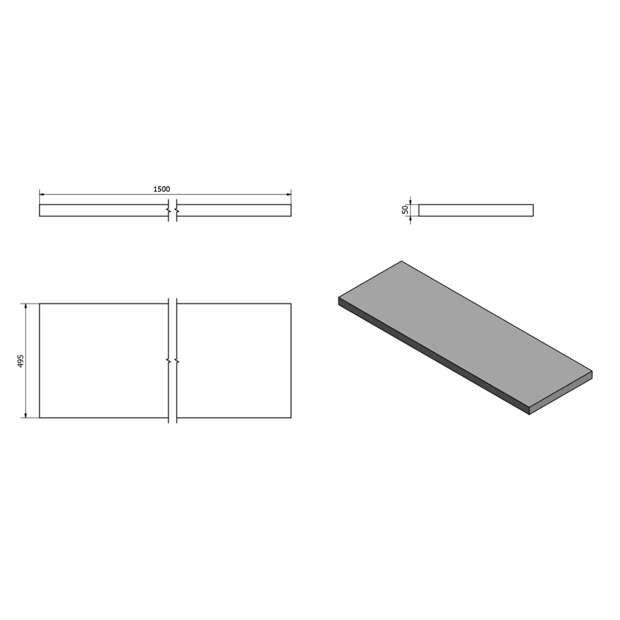 Sapho - Tampo para lavatório AVICE 150x49,5 cm cinzento/cimento