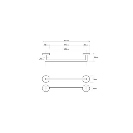 Sapho - Toalheiro de parede X-ROUND 6,5x65,5 cm cromo brilhante