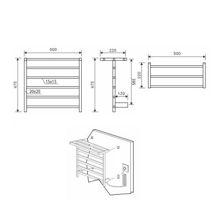 Sapho - Toalheiro eléctrico ELZOR 60W  47x50 cm branco mate