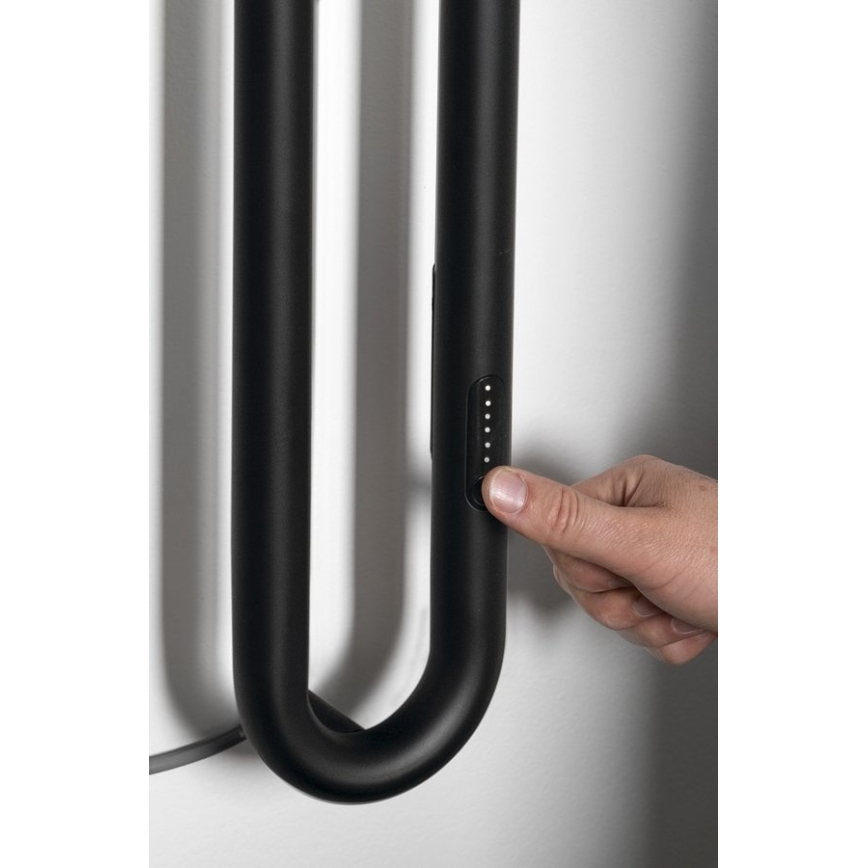 Sapho - Toalheiro elétrico com temporizador DUOPASSO 45W 170x12 cm preto mate