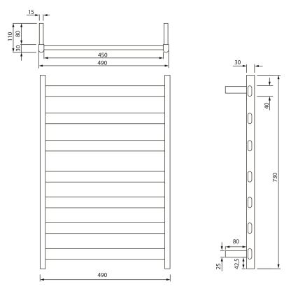 Sapho - Toalheiro elétrico ELIAS 105W 73x49 cm branco mate