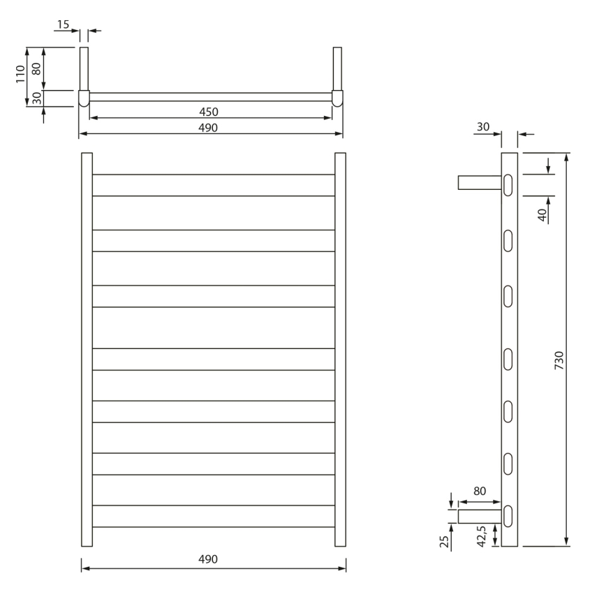 Sapho - Toalheiro elétrico ELIAS 105W 73x49 cm branco mate