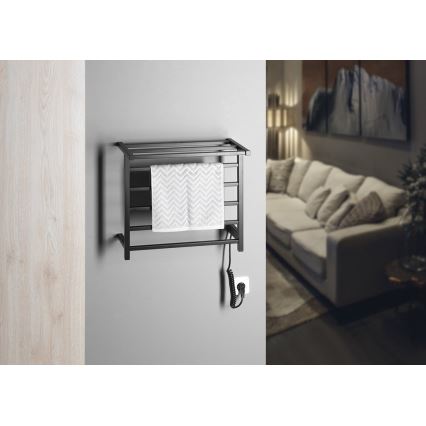 Sapho - Toalheiro elétrico ELZOR 60W/230V 47x50 cm preto fosco