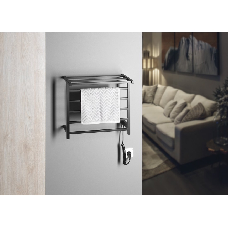 Sapho - Toalheiro elétrico ELZOR 60W/230V 47x50 cm preto fosco