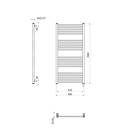 Sapho - Toalheiro elétrico METRO-E 400W 106x50 cm preto fosco