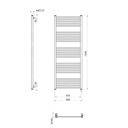 Sapho - Toalheiro elétrico METRO-E 500W 134x50 cm branco