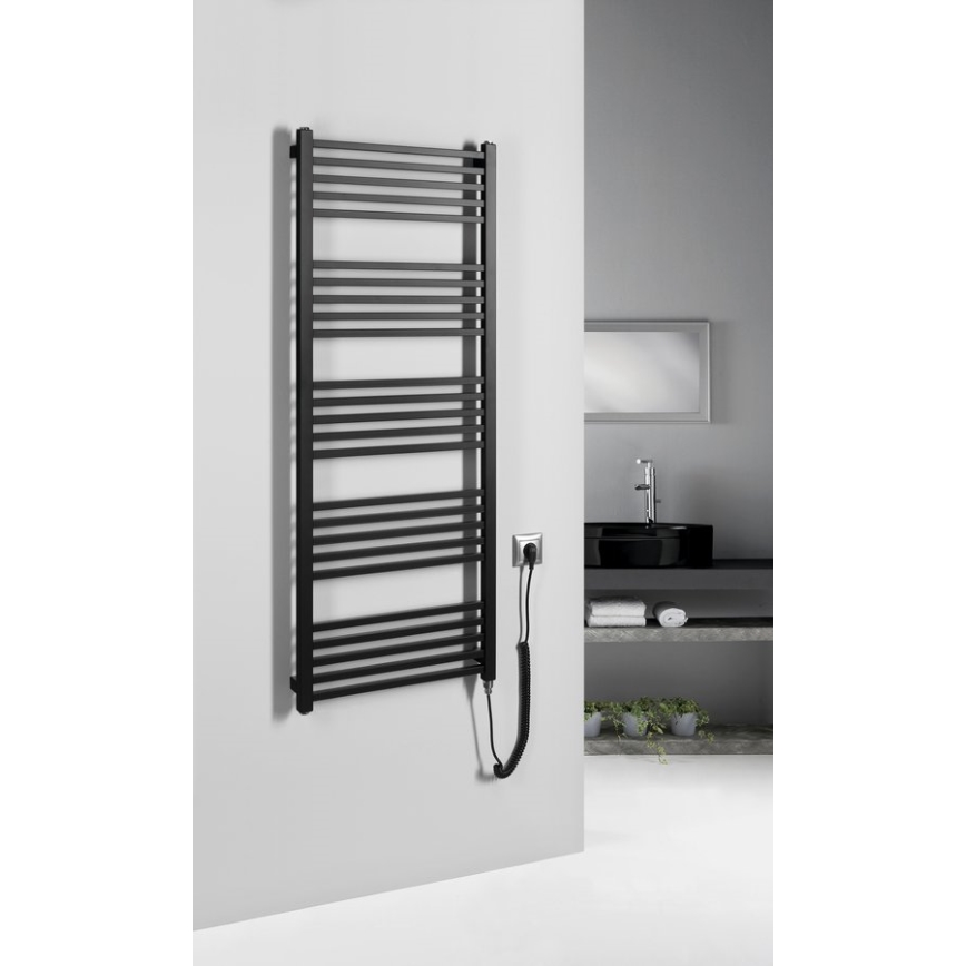 Sapho - Toalheiro elétrico METRO-E 500W 134x50 cm preto fosco
