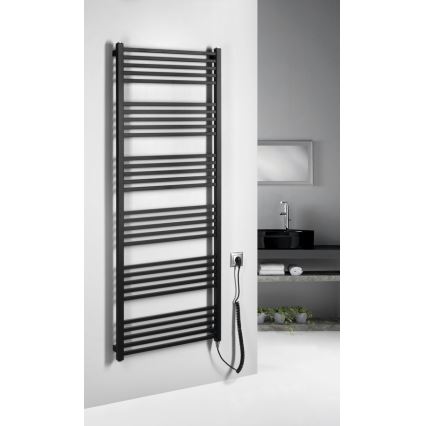 Sapho - Toalheiro elétrico METRO-E 800 W, 162 x 60 cm, preto mate