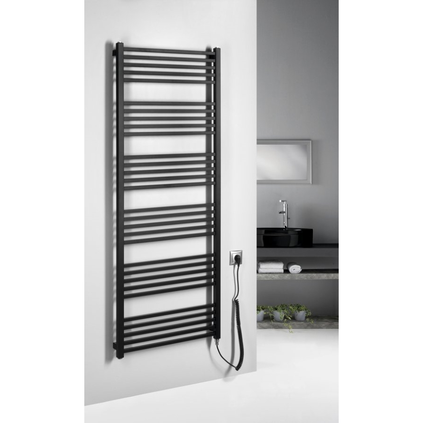 Sapho - Toalheiro elétrico METRO-E 800 W, 162 x 60 cm, preto mate