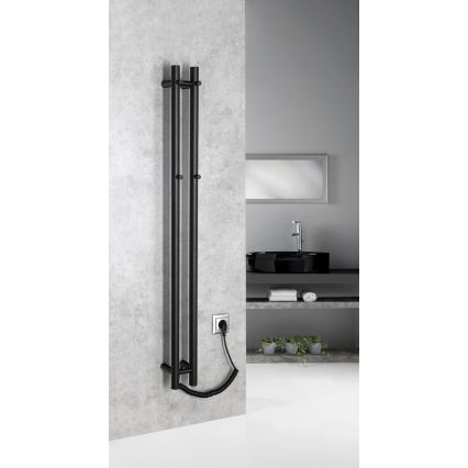 Sapho - Toalheiro elétrico PAPINADO 40 W 120x11 cm preto mate