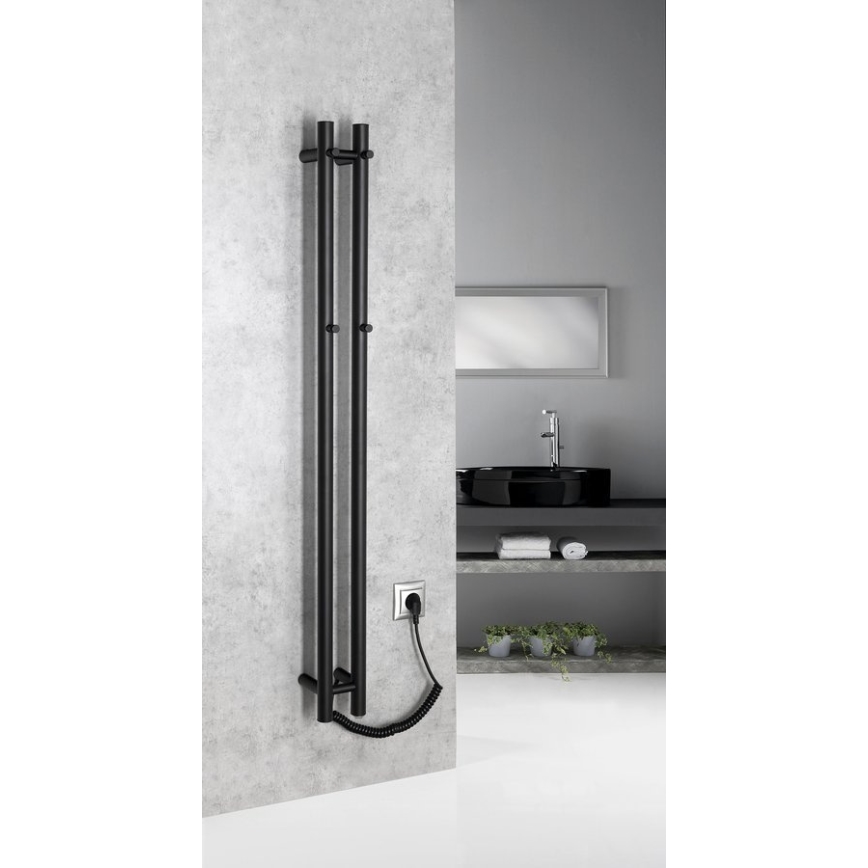Sapho - Toalheiro elétrico PAPINADO 40 W 120x11 cm preto mate