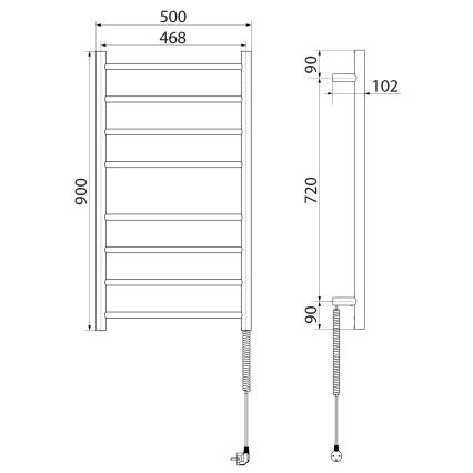 Sapho - Toalheiro elétrico REDONDO 75W/230V 90 cm cromado brilhante direita redondo