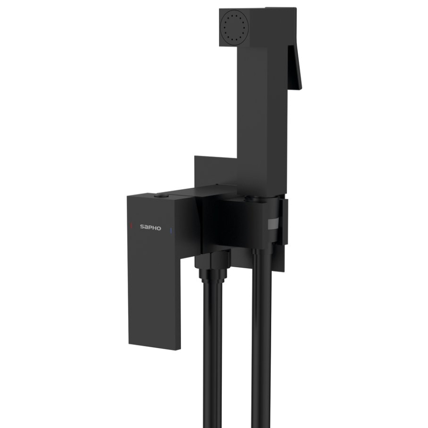 Sapho - Torneira de bidé com chuveiro para instalação embutida CUBEMIX angular/mate preto
