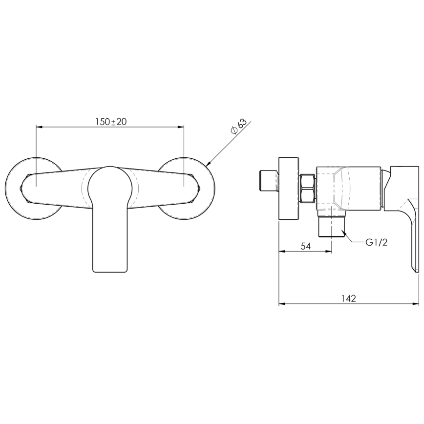 Sapho - Torneira de duche PAX cromado brilhante