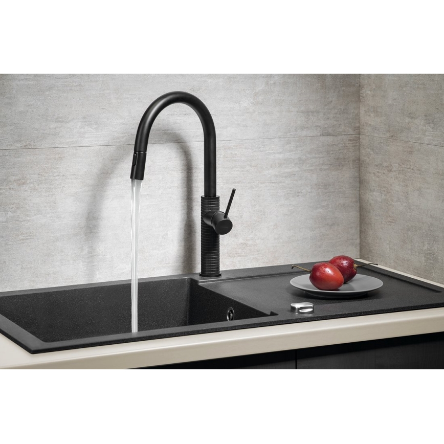 Sapho - Torneira de lavatório com pulverizador extensível FLAWO mate preto