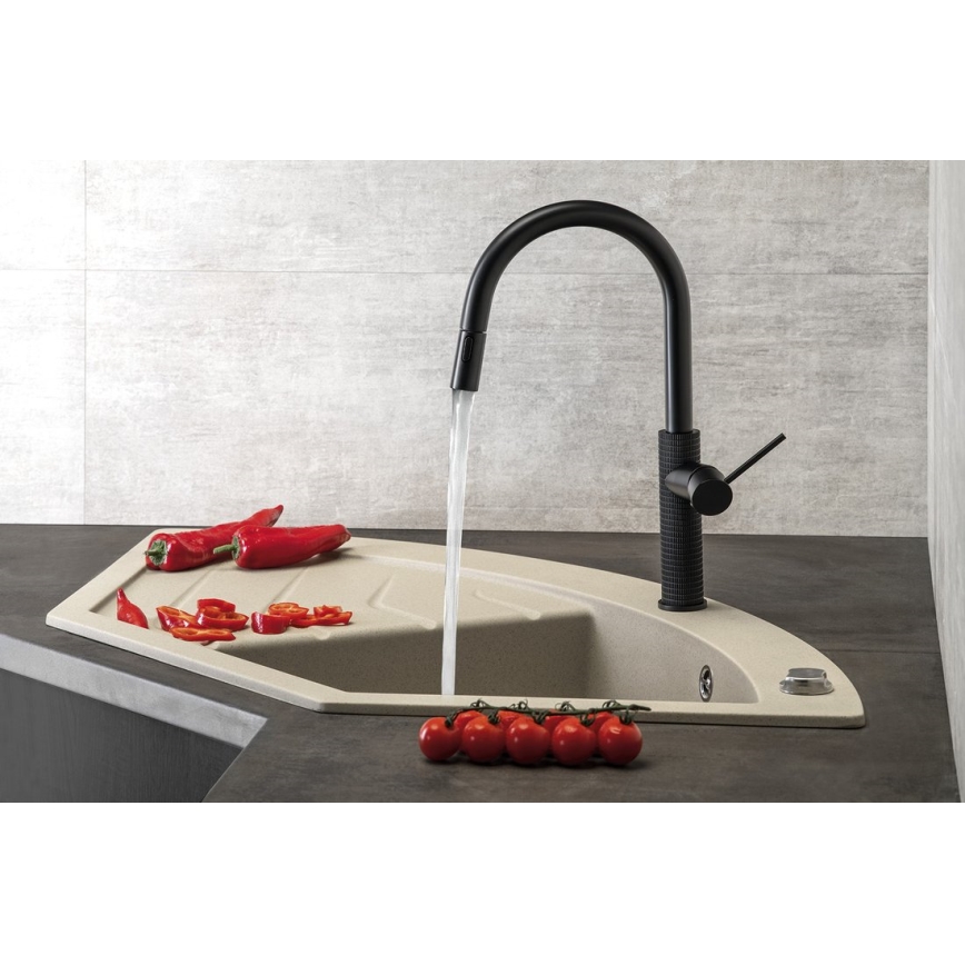 Sapho - Torneira de lavatório com pulverizador extensível FLAWO mate preto