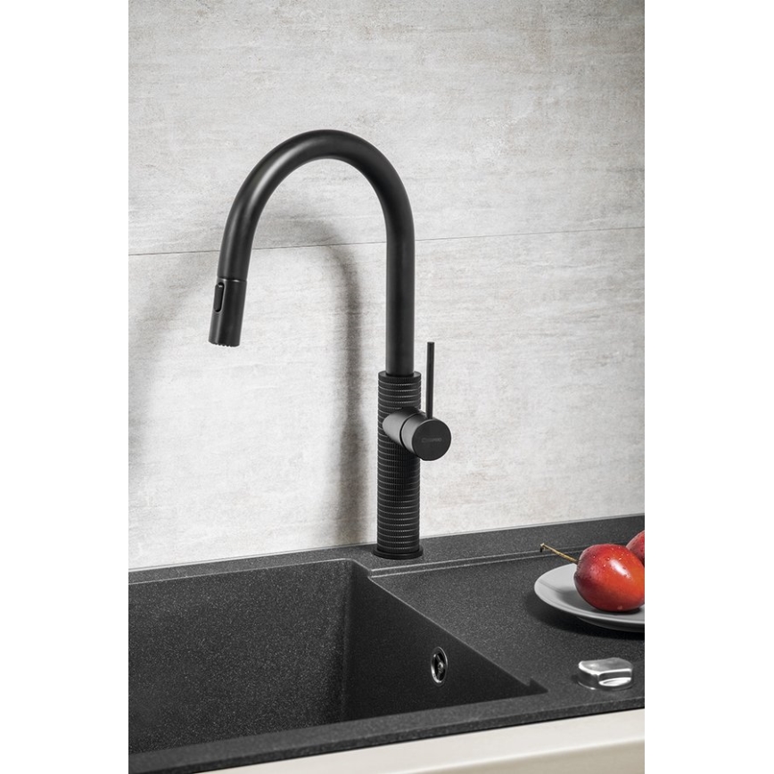 Sapho - Torneira de lavatório com pulverizador extensível FLAWO mate preto