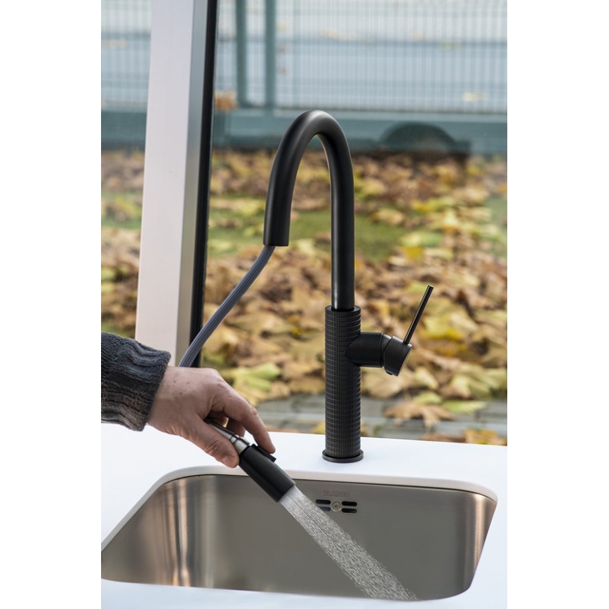 Sapho - Torneira de lavatório com pulverizador extensível FLAWO mate preto